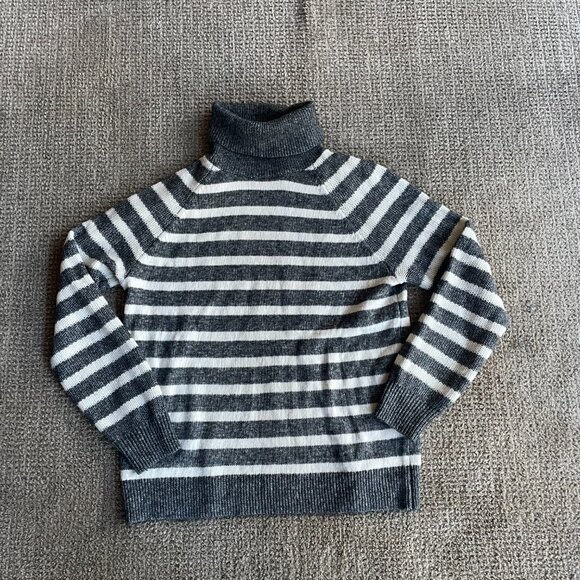 Turtleneck Sweater Loft Soft Long Sleeve Stripe Size Large - Picture 7 of 7